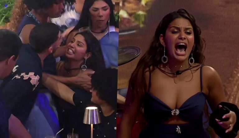 Registro de uma discussão acalorada gerando polêmica em reality show durante a madrugada.