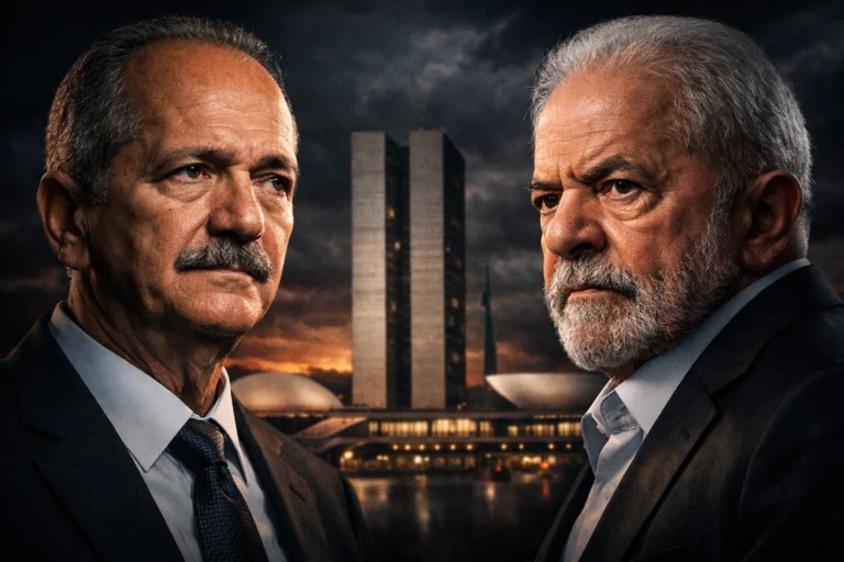 Montagem mostrando o ex-ministro Aldo Rebelo e o presidente Lula com expressão séria, ilustrando a tensão política e as críticas recentes.