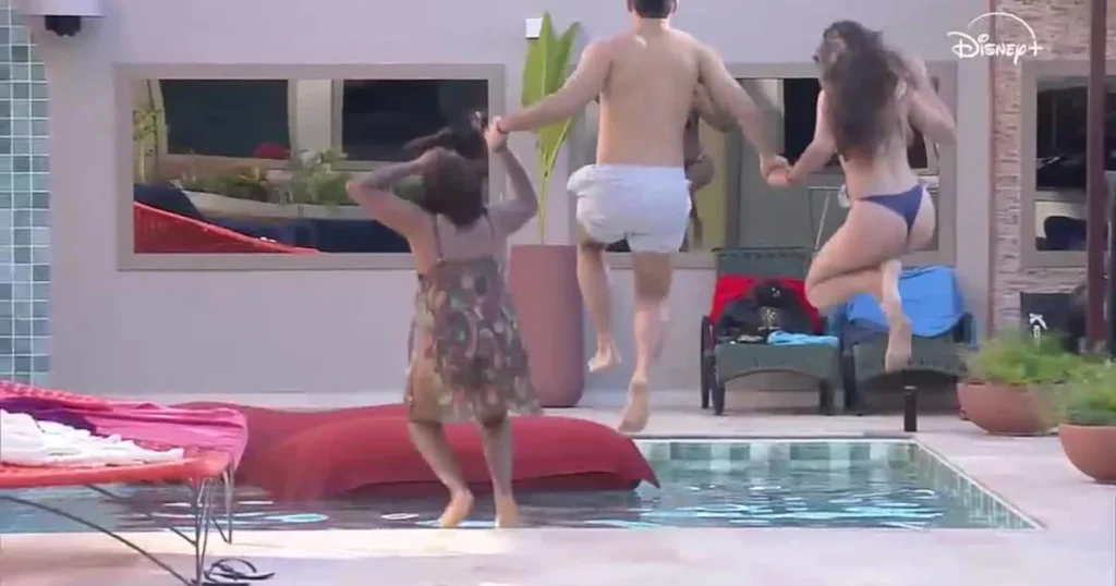 Trio finalista mergulha na piscina no último dia da Casa do Patrão