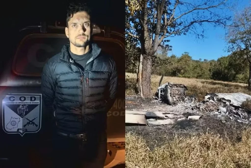 Piloto incendeia avião com 343 kg de cocaína após pouso forçado em Itarumã (GO)