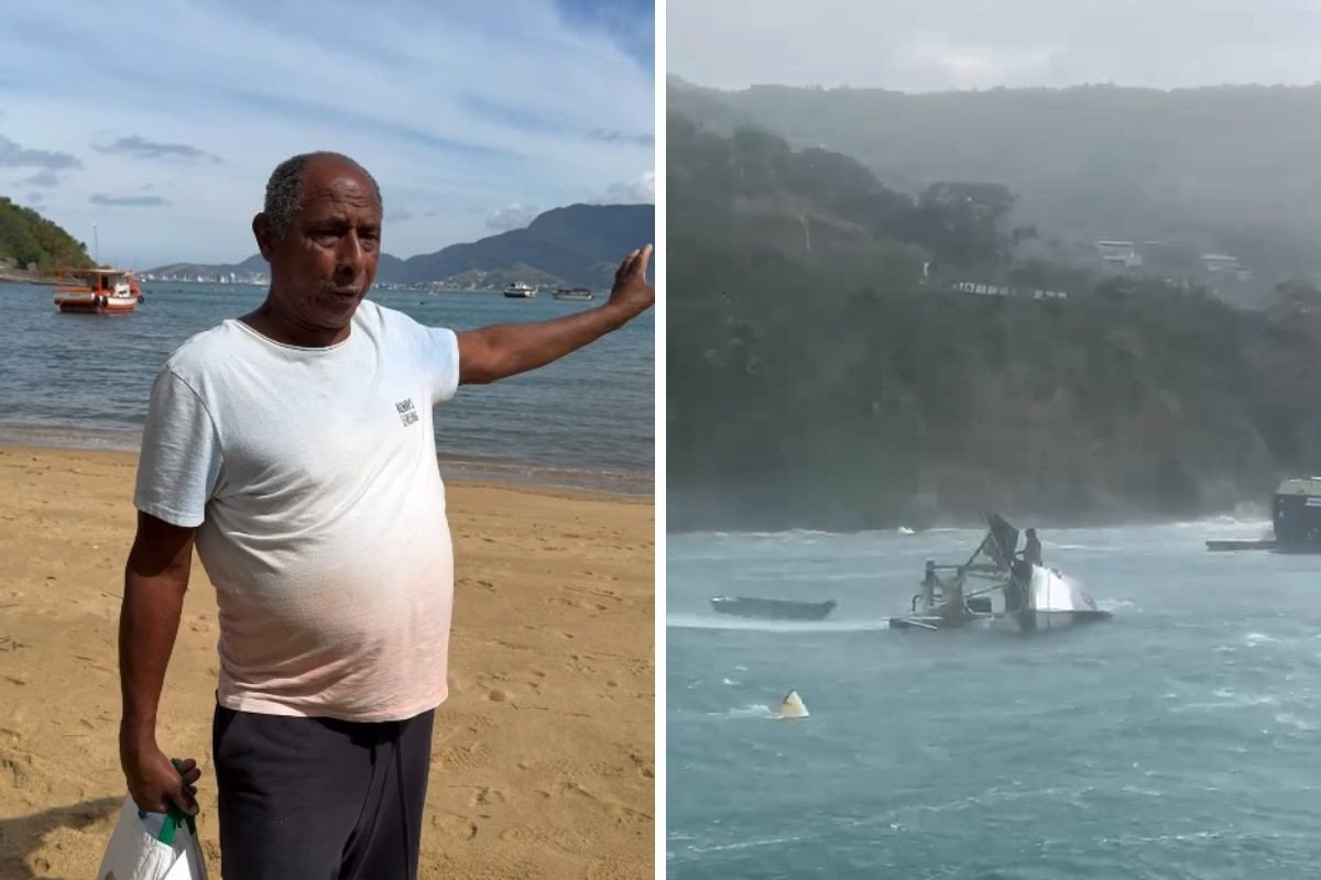 Vendaval afunda barco que servia de casa a pescador em Ilhabela e mobiliza moradores - Imagem do artigo