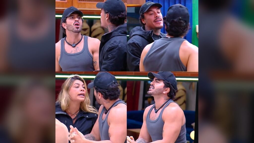 Murilo, Alfredo e Fran discutem pela divisão da comida na sede de A Fazenda 18