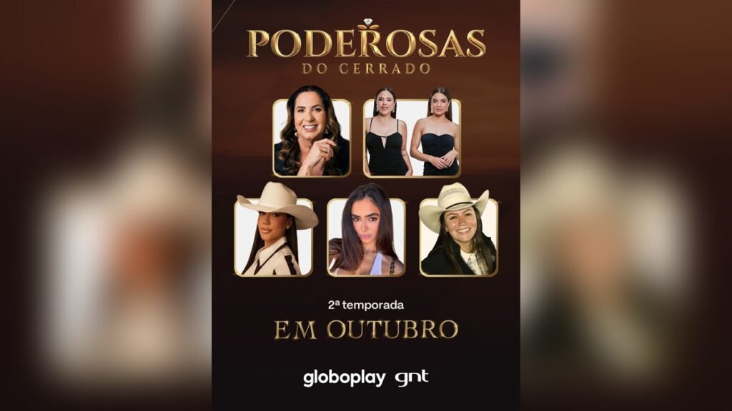 Arte de Poderosas do Cerrado com o elenco da segunda temporada do reality do GNT, que volta com Margareth Serrão e novo elenco goiano